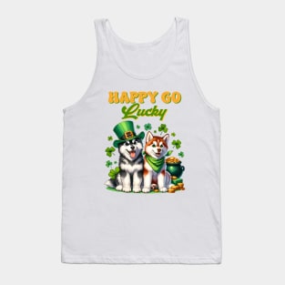 Happy Go Lucky Cute Husky St. Patricks Day Tank Top